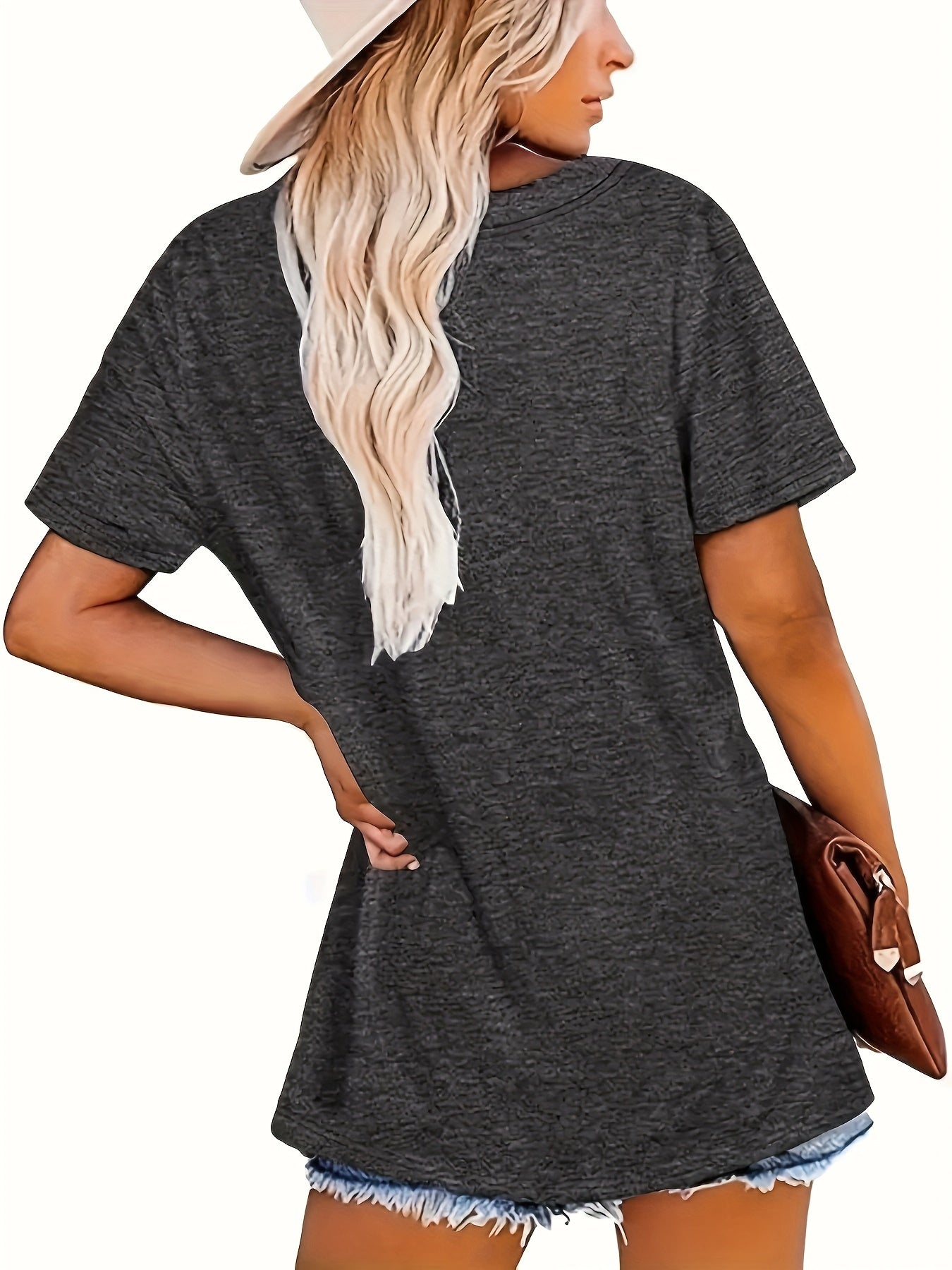 Letter Print Crew Neck T-shirt, Casual Short Sleeve Top, Women's Clothing