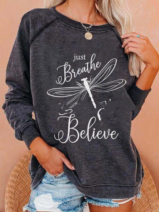 European And American Dragonfly Print Ladies Sweater