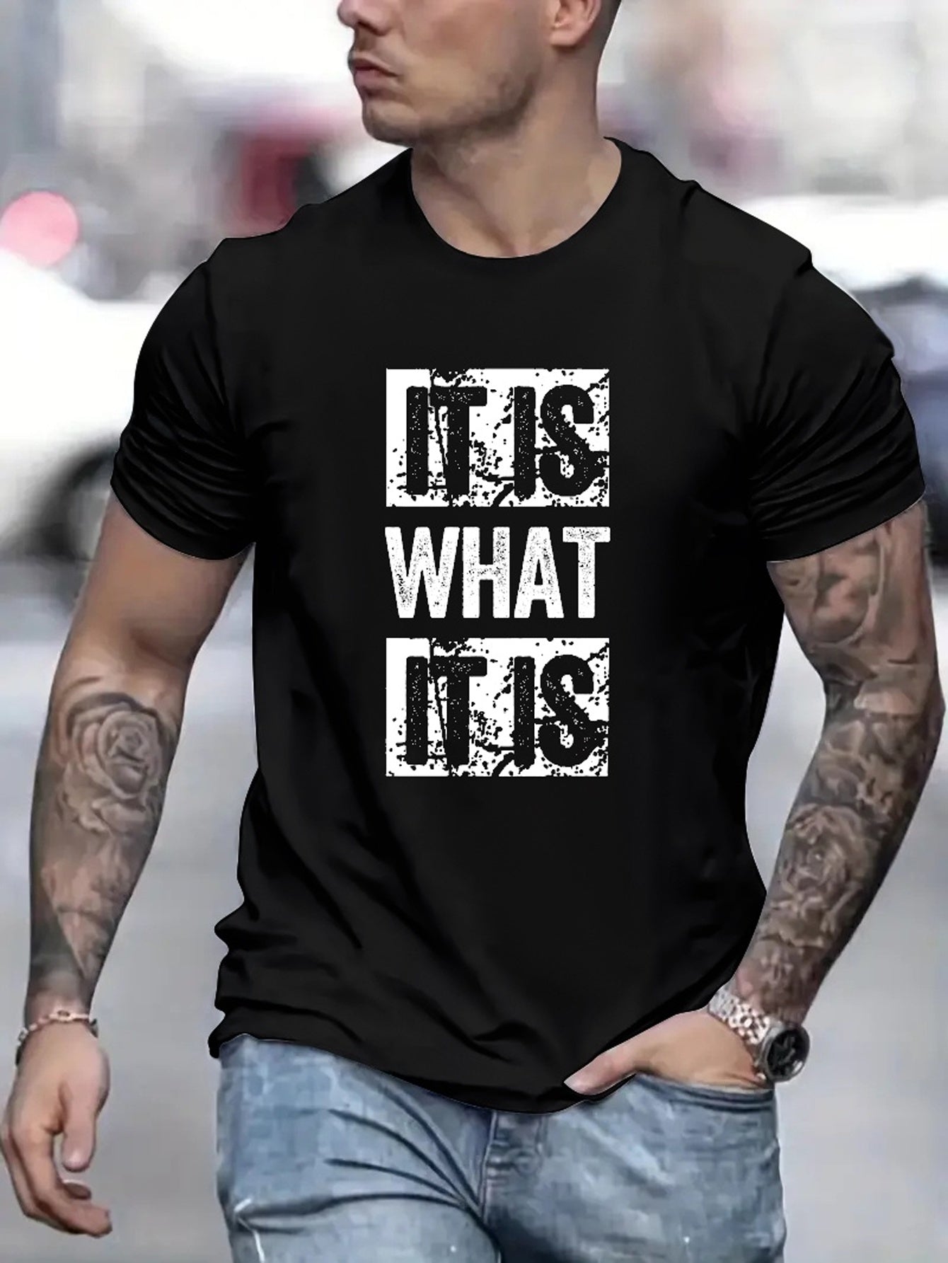 It Is What It Is Print T Shirt, Tees For Men, Casual Short Sleeve T-shirt For Summer