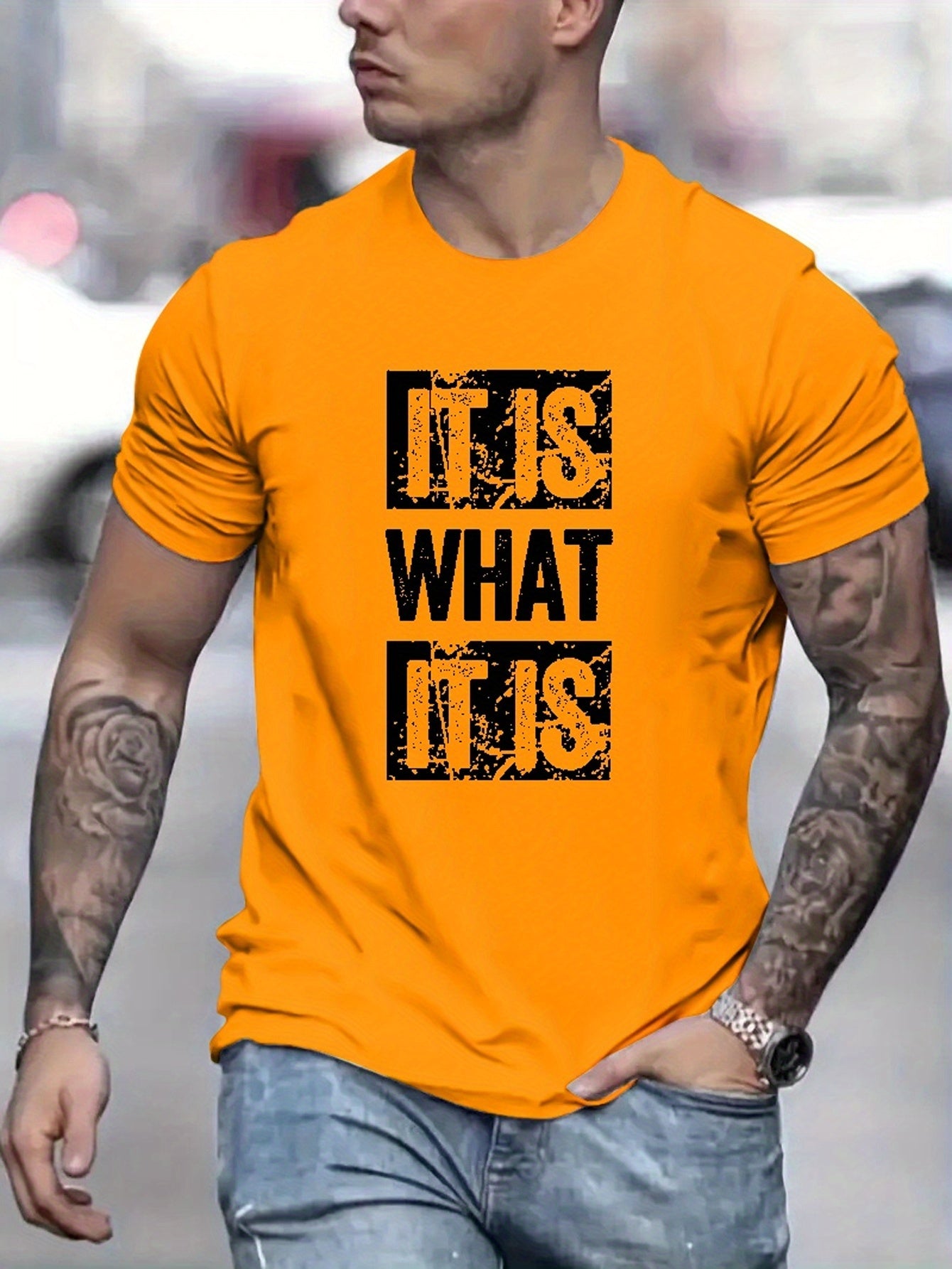 It Is What It Is Print T Shirt, Tees For Men, Casual Short Sleeve T-shirt For Summer