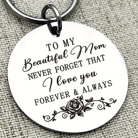 1pc Mother's Day Gift Keychain - Silvery Stainless Steel Keyring for Women and Girls - Backpack Bag Hanging Pendant Charm - Thanksgiving Gift