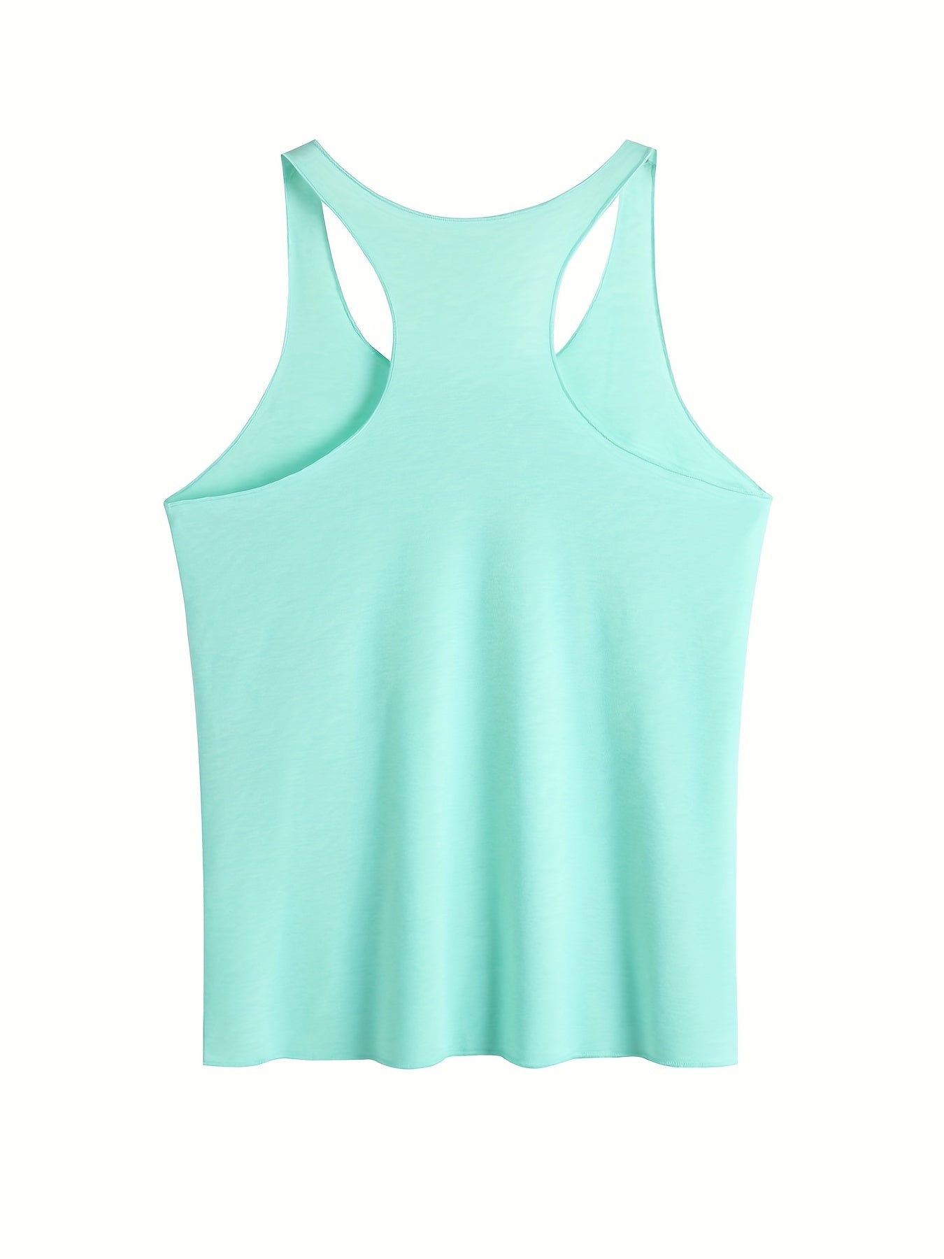Letter Print Tank Top For Women, Fashionable Sleeveless Racer Back Sports Casual Top
