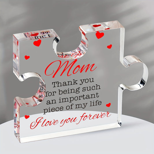 1pc, Engraved Acrylic Block Puzzle - Perfect Birthday Gift for Mom - Commemorative Decorative Gift - Inspirational and Creative Small Gift - Holiday Accessory and Party Supplies