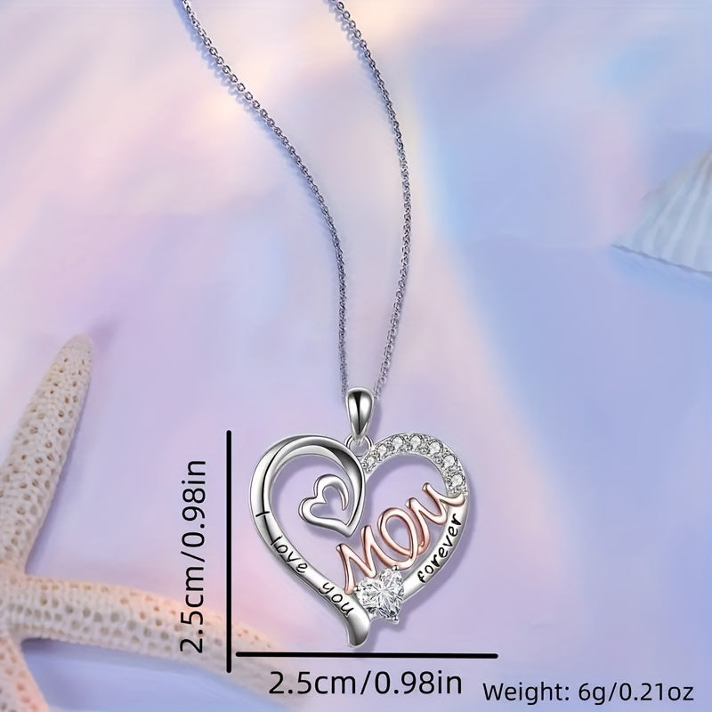 1pc Heart Mom Pendant Necklace - Elegant Mother's Day Gift for Men and Women