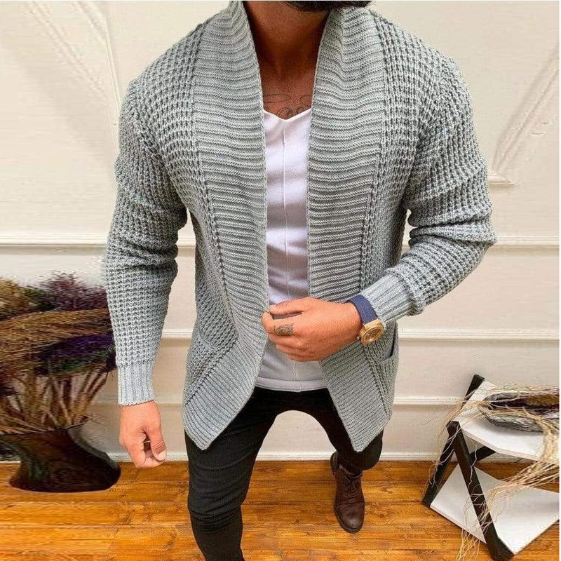 Striped Casual Knitted Cardigan Jacket Men