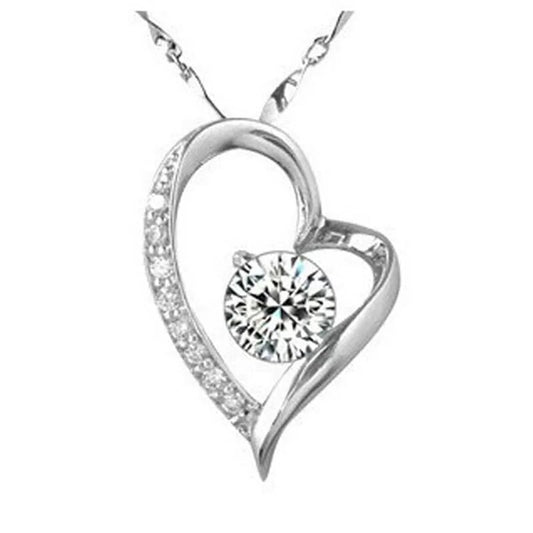 Romantic fashion crystal heart silver plated necklaces pendants for wedding