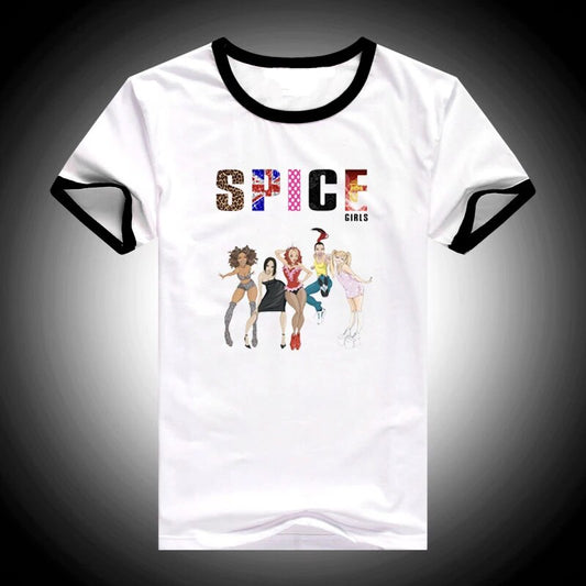 Summer 2021 spice girls t shirt women punk rock tshirt hipster graphic tees roupas tumblr clothes top female white t-shirt