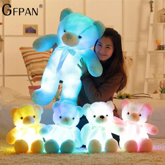 50cm Giant Colorful Glowing Teddy Bear Luminous Plush Toys Kawaii Light Up Led Teddy Bear Stuffed Toys Doll Kids Christmas Gift
