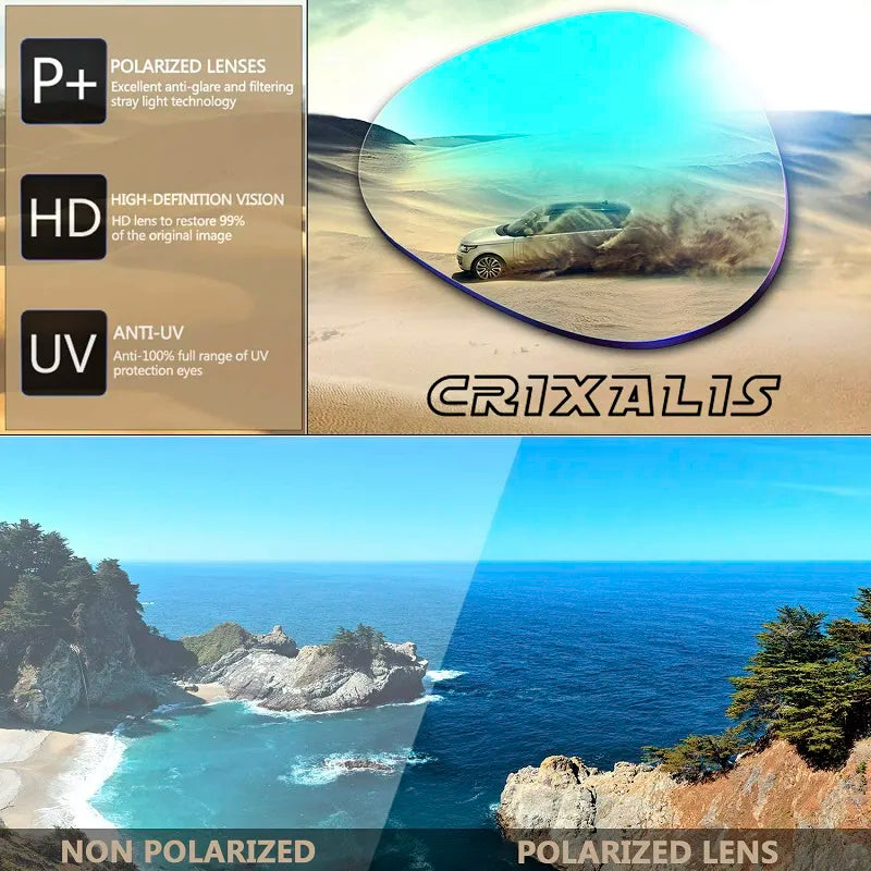 CRIXALIS Fashion Polarized Sunglasses For Men Square Oversized Anti Glare Driver Mirror Sun Glasses Women UV400 Goggles Male