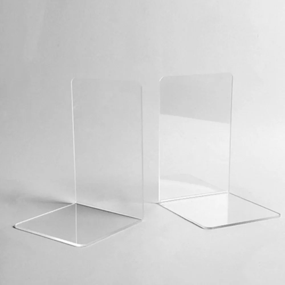 2pcs Acrylic Transparent Bookends Book Display Stand Holder Book Stand Holder Frame Document Holder Stand Desk Organizer Bookend