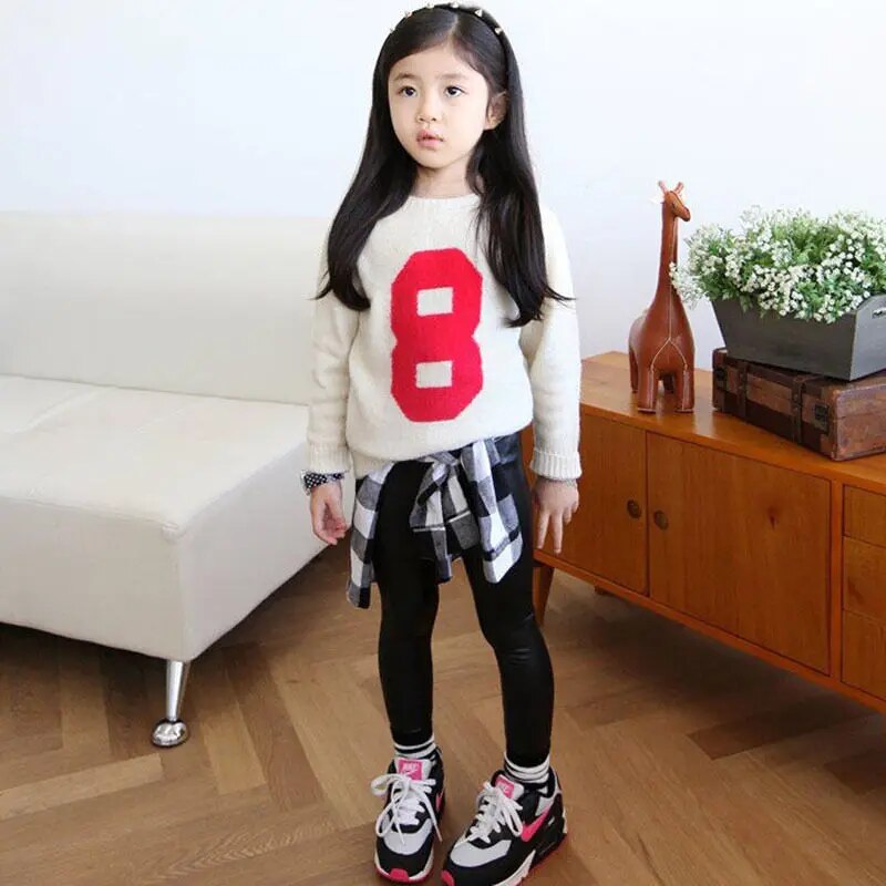 Hot Baby Girls Kids Stretchy Faux Leather Skinny Black Pants Leggings Trousers