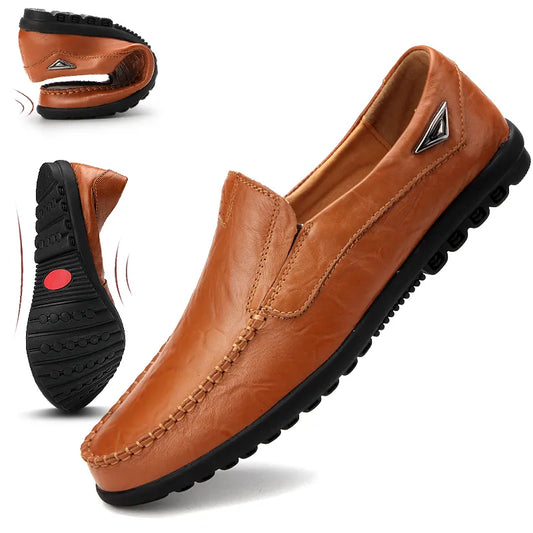 Leather Men Casual Shoes Men's Loafers Moccasins Breathable Slip on Black Driving Shoes Plus Size 37-47