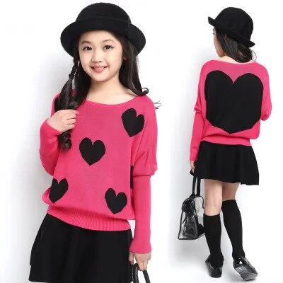 Autumn Winter Children Clothes Girls Sweater Kids O-Neck Knitted Sweater Fashionable Style Outerwear Pullovers Age 3-14T
