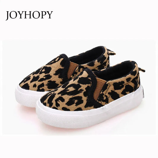 Spring Kids Shoes Boys Girls Casual Shoes Fashion Leopard Print Comfortable Canvas Shoes Children Sneakers Slip On Loafers