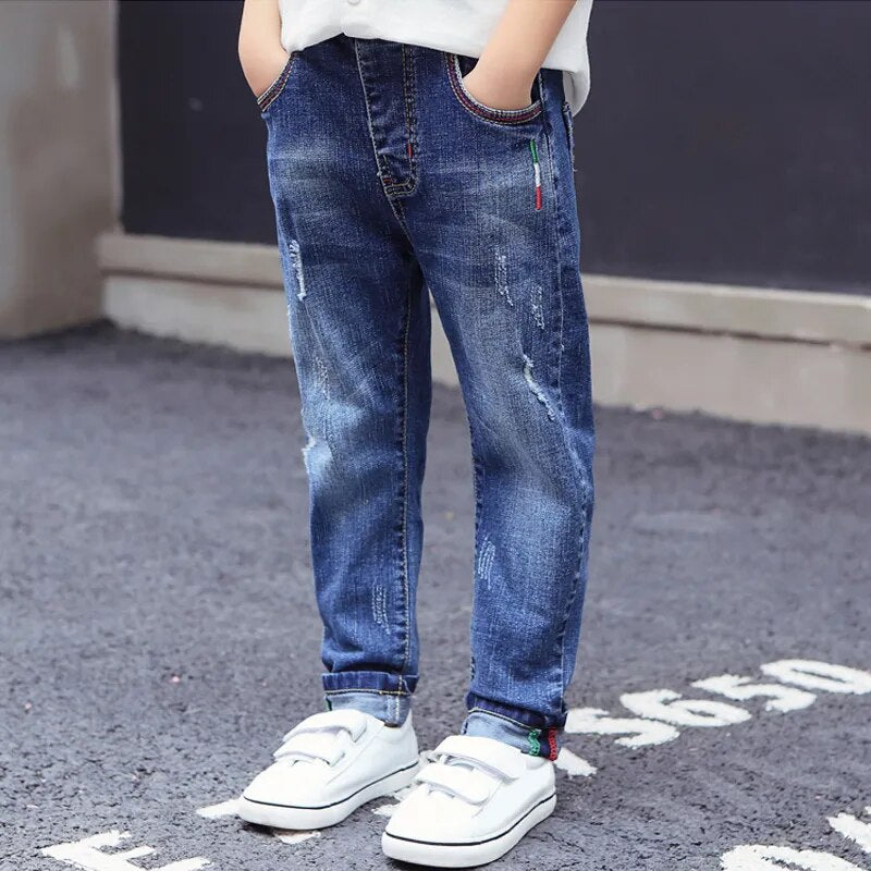 IENENS 5-13Y Boys Clothes Slim Straight Jeans Classic Bottoms Children Denim Clothing Long Pants Kids Baby Boy Casual Trousers