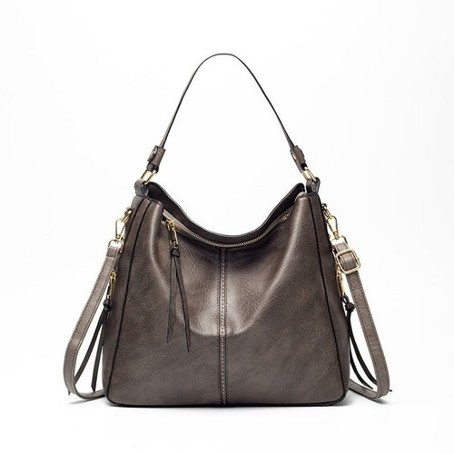 Large vegan leather hobo handbag for women with detachable long strap