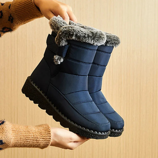 Waterproof Winter Boots for Women 2023 New Faux Fur Long Plush Snow Boots Woman Platform Ankle Boots Warm Cotton Couples Shoes