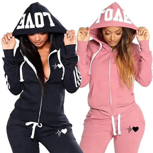 Womens Striped Tracksuit 2 Piece Outfits Casual Long Sleeve Zip Jacket Sport Set Sweatsuits Hoodies+Sweatpants Sweat Suits