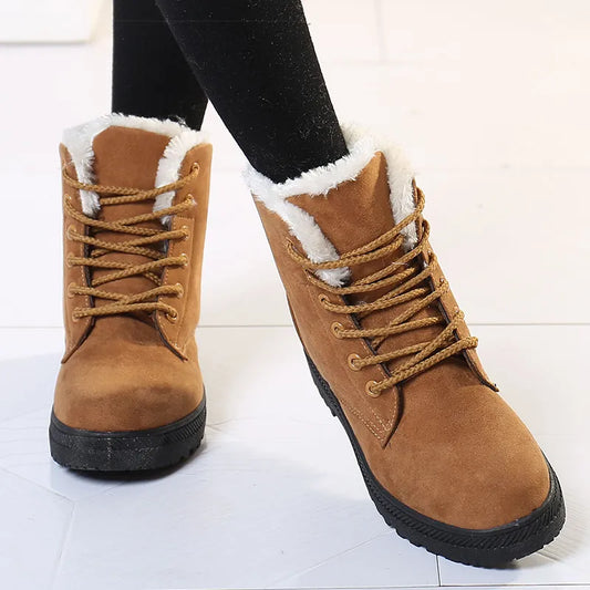 Women's Boots 2023 Winter Boots With Fur Low Heels Snow Boots Ankle Bota Feminina Platform Booties For Women Winter Shoes Heeled