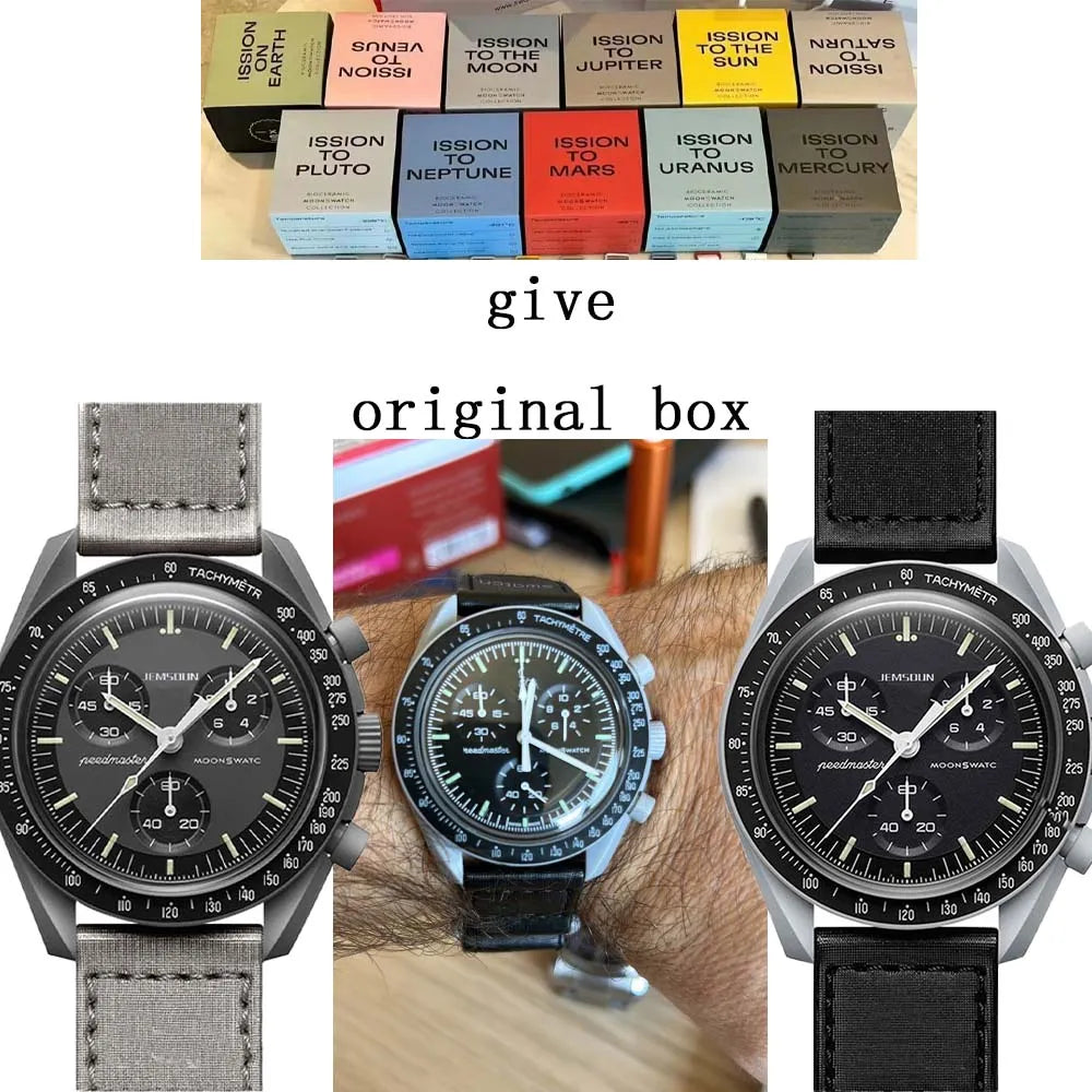2023 New Original Brand with Original Box Moon Watches for Mens Plastic Case Watch Chronograph Explore Planet AAA Male Clocks