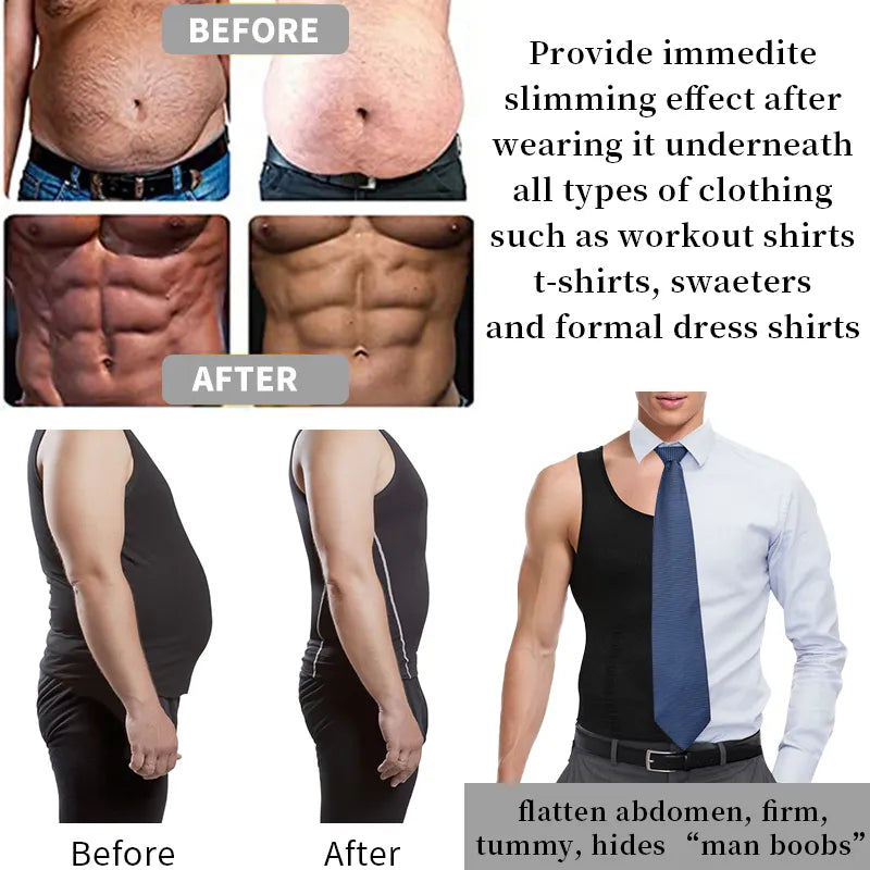 Mens Shirt Slimming Body Shaper Vest Workout Tank Tops Abs Abdomen Undershirts Tank Top Shapewear Thermal Compression Shirt