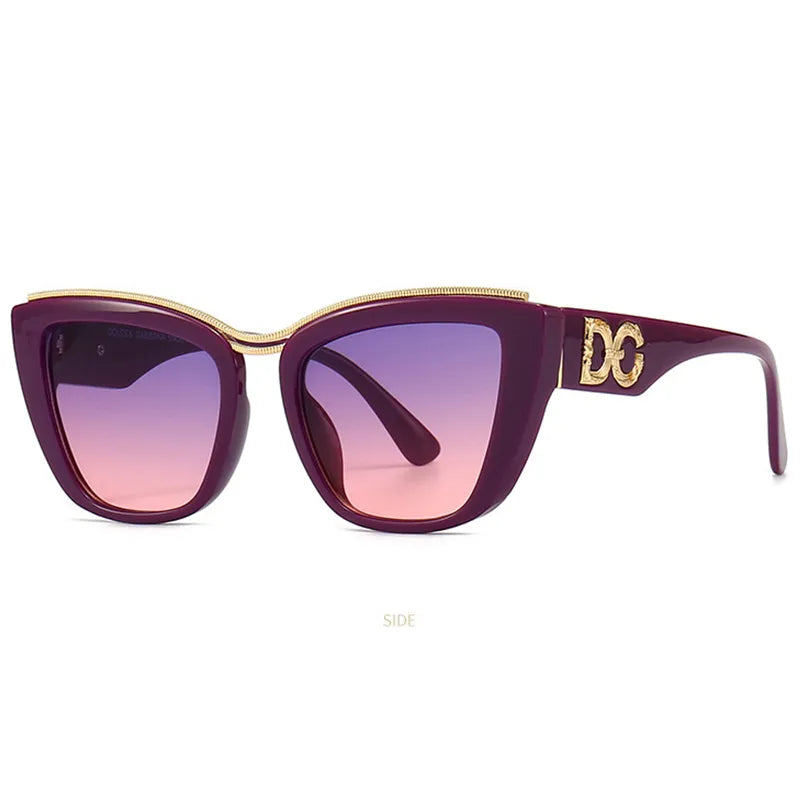 Brand Designer Sunglasses Women Men Vintage Cat Eye Luxury Fashion Flat Top Goggle Driving Trendy Sun Glasses For Female UV400