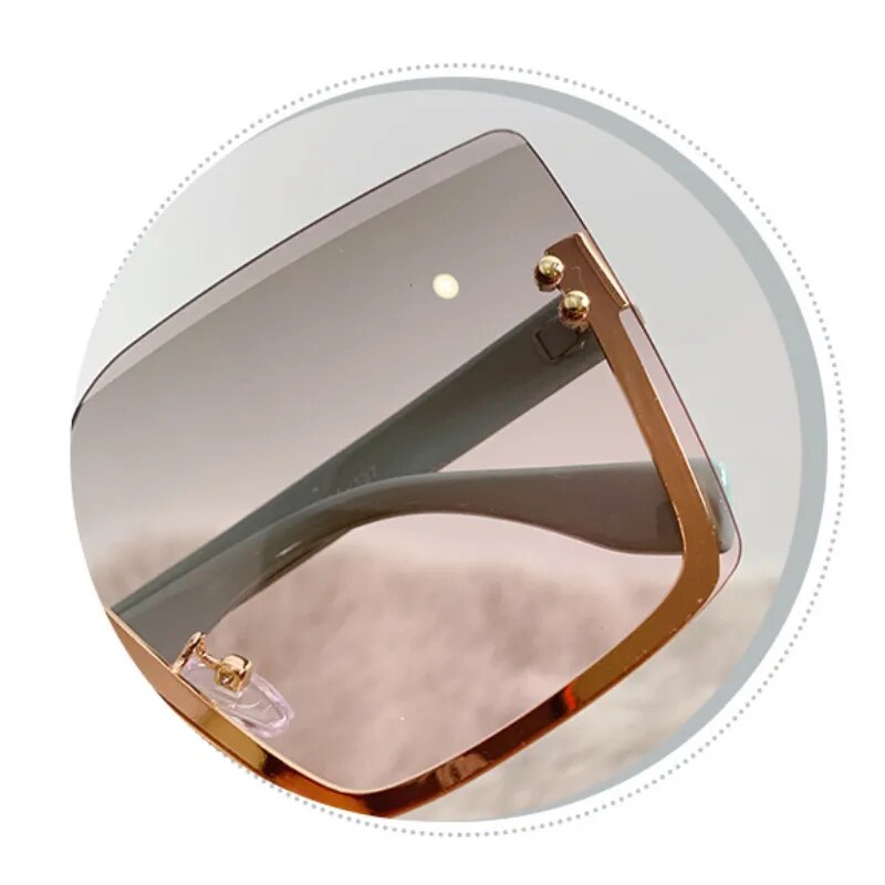 2022 Half Frame Metal Sunglasses Of European And American Style Fashion Anti UV Thin Glasses For Women