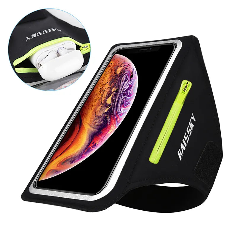 HAISSKY Running Sport Armbands For iPhone 15 14 13 12 11 Pro Max 14 Plus Samsung S23 Ultra Zipper Arm Bag Case For AirPods Pro 3