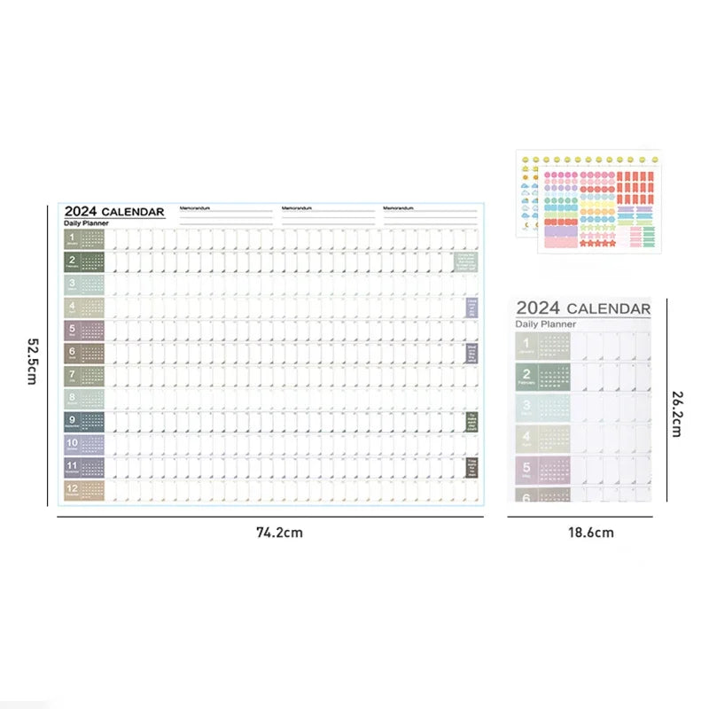2024 Calendar Daily Schedule Planner Sheet Cute Wall Calendar Yearly Weekly Annual Planner To Do List Agenda Organizer Office