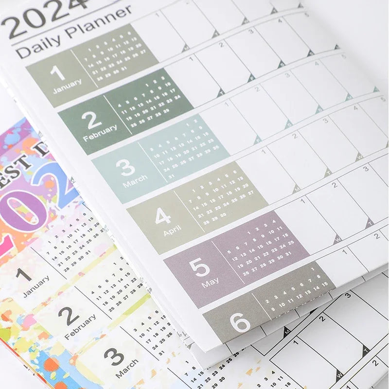2024 Calendar Daily Schedule Planner Sheet Cute Wall Calendar Yearly Weekly Annual Planner To Do List Agenda Organizer Office