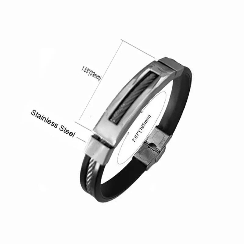 Delysia King Fashion Men Stainless Steel Wire Silicone Bracelets Cool Man Casual Bracelet Trend Male Jewelry Accessories