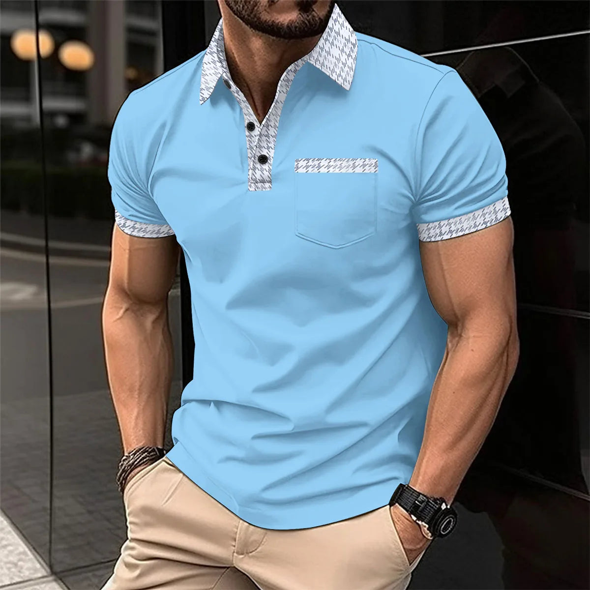 Summer New Men's Casual Short-Sleeved Polo Shirt Office Fashion Rowan Collar T-Shirt Men's Breathable Polo Shirt Men's Clothing
