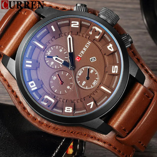 New CURREN Top Brand Luxury Mens Watches Male Clocks Date Sport Military Clock Leather Strap Quartz Business Men Watch Gift 8225