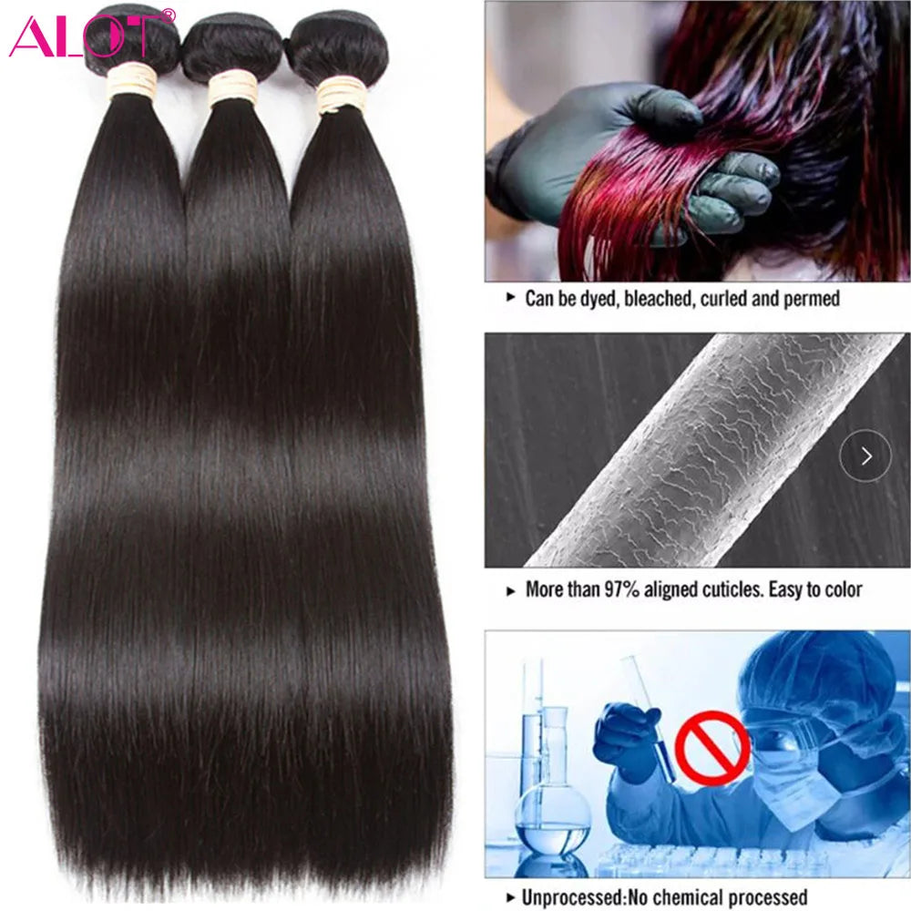 8-40 Inch Brazilian Straight Hair Bundles 100% Human Hair Weave 3 4 Bundles 10A Unprocessed Human Hair Extensions For Women