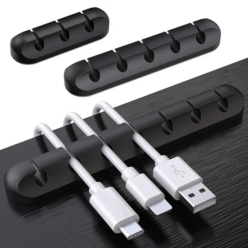 3/5/7 Clips Cable Winder Desktop Self Adhesive USB Charging Cable Holder Wire Wrapped Cord Table Organizer Office Supplies