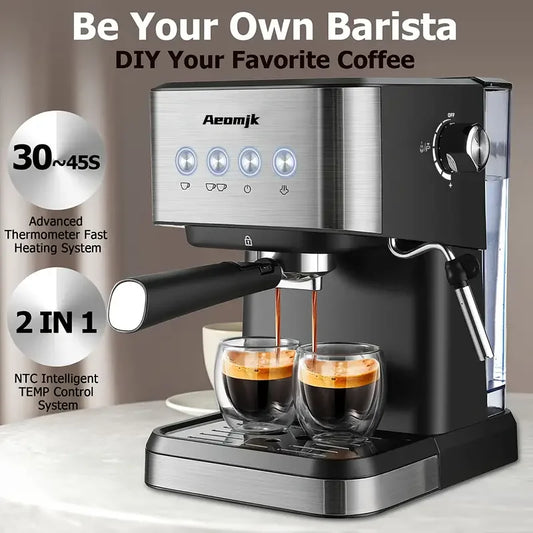 Fast Heating Espresso Machine With Milk Frother Wand Perfect For Home Baristas And RVs 20 Bar Pressure For Rich Flavorful Coffee