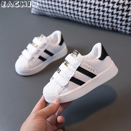 Children's Sneakers Kids Fashion Design White Non-slip Casual Shoes Boys Girls Hook Breathable Sneakers Toddler Outdoor Shoes