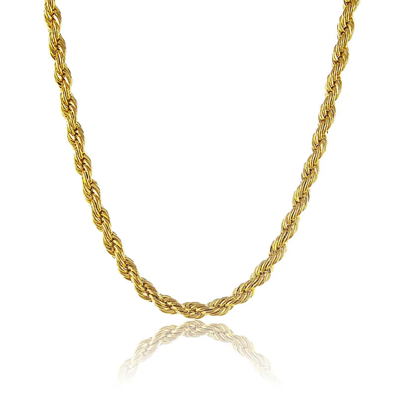 24K Pure Gold Necklace, Top Quality, Wholesale Fashion Jewelry, Gold color Necklace, Popular Chains Necklace For Men Punk Party
