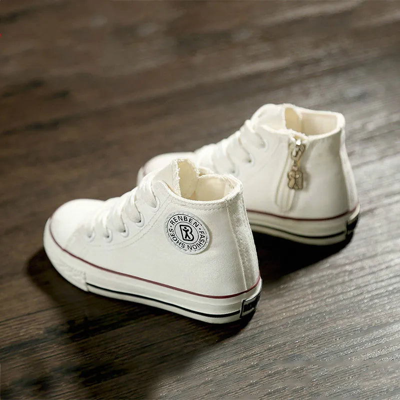 Kids Shoes for Girl High-top Children Canvas Shoes Boys Girls White Sneakers Baby Spring Casual Shoes Student Sports Shoes