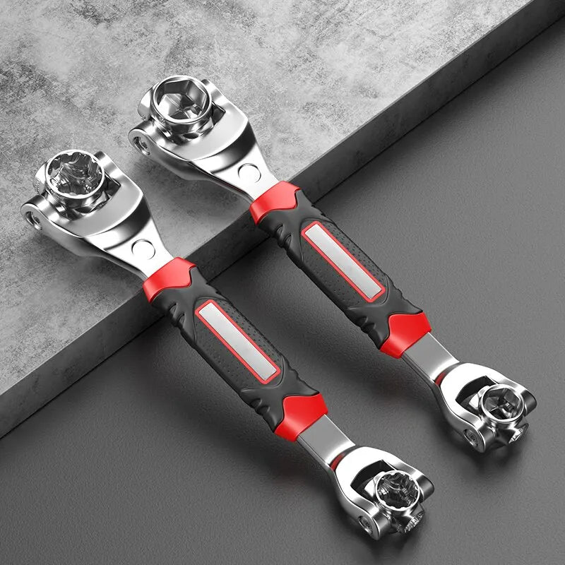 52 in 1 Tools Socket Works Universal Ratchet Spline Bolts Sleeve Rotation Hand Tools 360 Degree Multipurpose Tiger Wrench