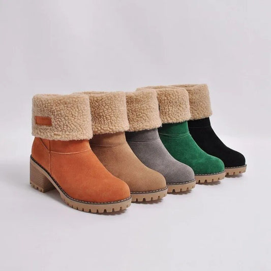 2024 Women Winter Fur Warm Snow Boots Ladies Warm Wool Booties Ankle Boot Comfortable Shoes Turned-over Casual Women Mid Boots