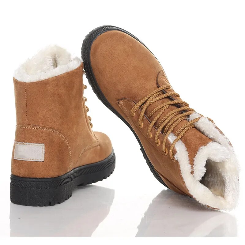 Women's Boots 2023 Winter Boots With Fur Low Heels Snow Boots Ankle Bota Feminina Platform Booties For Women Winter Shoes Heeled