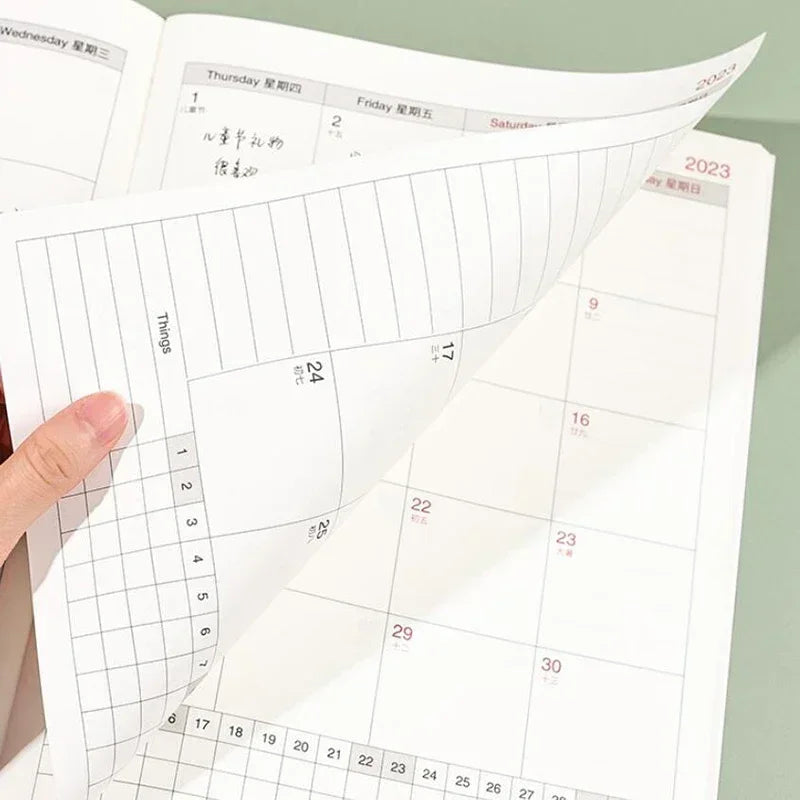 2024 Calendar Planner Notebook 365 Days Effeciency Notepad Weekly Goal Habit Tracker Kawaii Agenda Diary Schedules Organizers