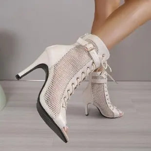Lasyarrow Woman Ankle Latin Dance Shoes For Girls Soft Bottom Ballroom Salsa Shoes For Dancing Ladies High Heel Latino Shoes