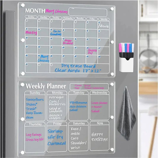 Transparent Acrylic Magnetic Calendar For Fridge Dry Erase Board Refrigerator Acrylic Board Planner Schedule Board To Do List