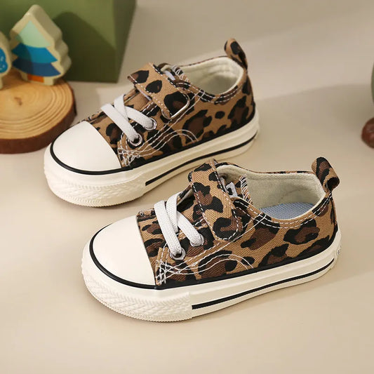 2021 New Spring Girls Baby Shoes High Top Leopard Breathable Children Canvas Shoes Women Parent-child Shoes Kids Shoes for Girl