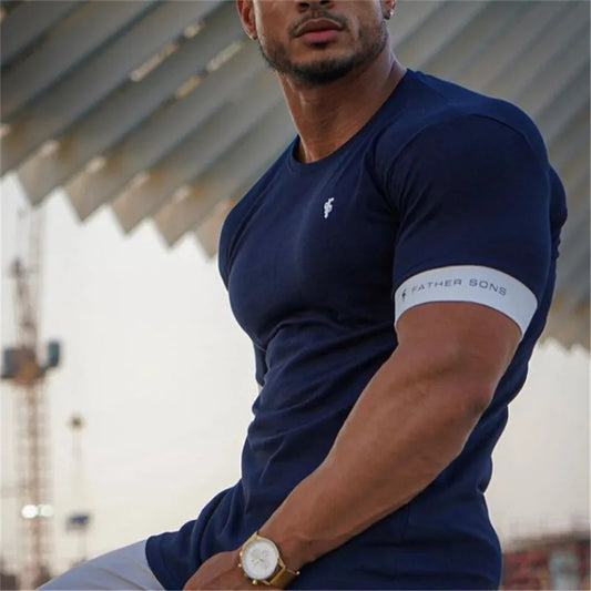 2023 Gym T-shirt Men Short sleeve T-shirt Casual Slim t shirt Male Fitness Bodybuilding shirt Workout Tee Tops Summer clothing