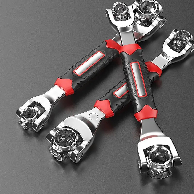 52 in 1 Tools Socket Works Universal Ratchet Spline Bolts Sleeve Rotation Hand Tools 360 Degree Multipurpose Tiger Wrench