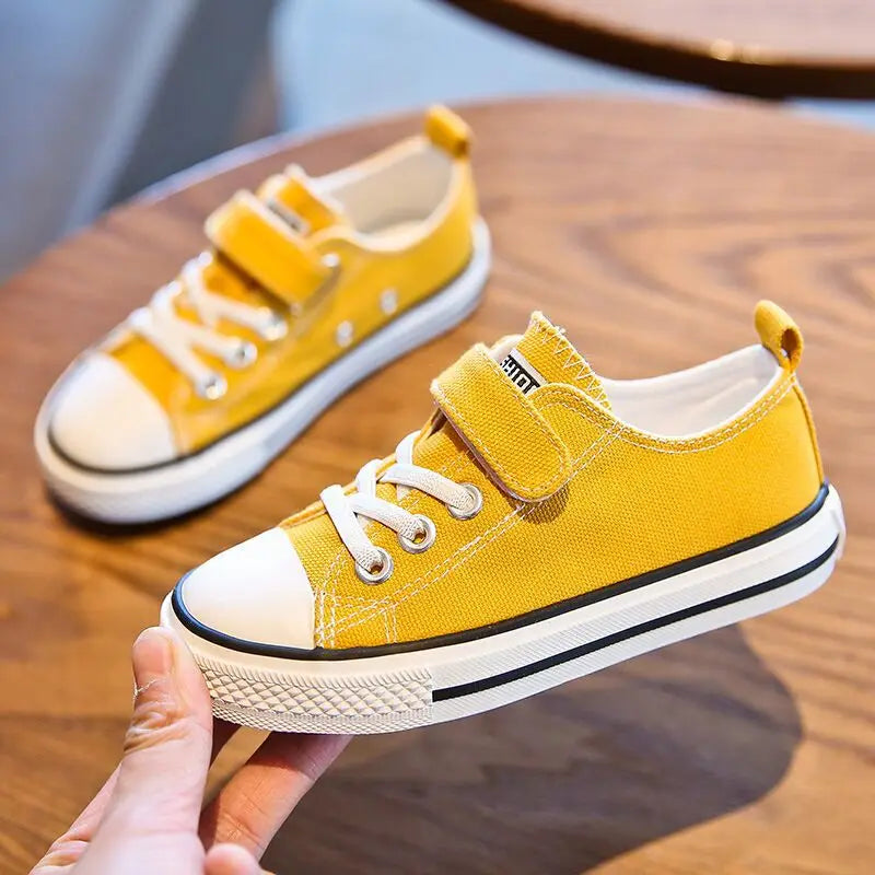 Toddler Girl Sneakers 2023 Spring Autumn New Boy Shoes Kids Jelly Color Canvas Shoes Casual Lace Up Classic Flats Children Shoes