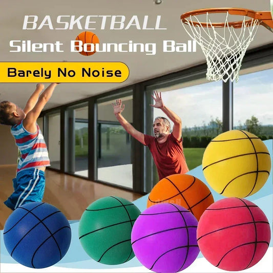 Indoor Silent Basketball Sports Bouncy Balls High Density Foam Material Children Adults Ball Training Complimentary Portable Net